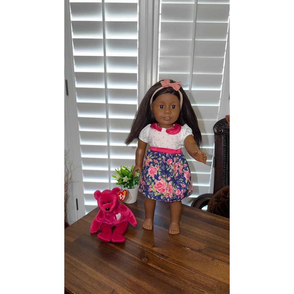 American Girl Doll 18 Inch Addy Mold Brown Hair Brown Eyes tlc w Beanie Bear